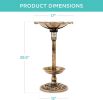 Outdoor Solar Lighted Pedestal Bird Bath Fountain Decoration w/Planter, Integrated Panel, Scroll Accents for Lawn, Garden - Bronze