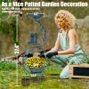 37.8 inch Bird Bath and Solar Bird Feeders Combo with Flower Planter Pedestal, Weather Resistant Metal Bird baths for Outdoors