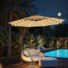 10ft Offset Hanging Patio Umbrella with 32 LED Lights and Easy Tilt Adjustment, Market Outdoor Umbrella Shade for Backyard, Poolside, Beach and Garden