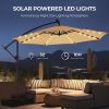10ft Offset Hanging Patio Umbrella with 32 LED Lights and Easy Tilt Adjustment, Market Outdoor Umbrella Shade for Backyard, Poolside, Beach and Garden