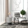 Round Accent Table with Concrete Finish 4 Adjustable Feet for Indoor Outdoor