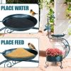 36 inch Bird Baths for Outdoors, Vintage Metal Garden Bird Bath with Solar Lamp and Flower Planter Pedestal Standing Bird Feeder, Antique Blue
