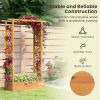 70" Tall Pine Wood Raised Garden Bed with Trellis & Flat Roof, Open-Ended Base Planter for Climbing Plants/Vegetables