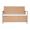 Outdoor Storage Bench, 2-Person PE Rattan Storage Bench, 70 Gal Deck Box with Cushion, Supports up to 265 lbs, Weatherproof Outdoor Seating & Porch De