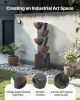 Outdoor Water Fountain, 49.61 in Height Fountain and Waterfall, 5-Tier Floor Standing Jar-Shaped Cascading Fountains with LED Light and Pump, for Outd