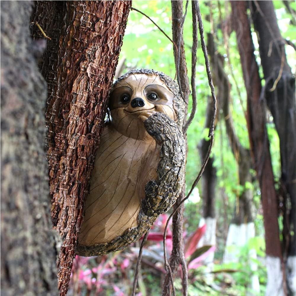 Sloth Tree Hugger, Spring Outdoor Decorations, Resin Garden Sculpture Ornament, Tree Peeker Statue, Garden Decor Sloth Gifts for Housewarming, Handmad