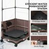 Raised Garden Bed with Trellis, Tomato Cage with Lockable Wheels, Self Watering Planter Box with Drainage Holes, Brown