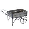 24.4x12.6x15.4" Rustic Black Trolley Cart Plant Stand, Planter