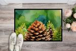 NEW Maine White Pine Cone and Tassels in Watercolor Doormat Front Door Mat Indoor Outdoor Rugs for Entryway, Non Slip Washable Low Pile, 18H X 27W
