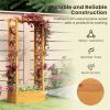 60" Tall Elevated Wooden Garden Bed, 44 LBS Roof Capacity Planter Box with 2 Side Trellises for Patio Backyard