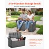 Outdoor Storage Bench, 2-Person PE Rattan Storage Bench, 40 Gal Deck Box with Cushion & Side Handle, Supports up to 400 lbs, Weatherproof Outdoor Seat