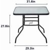32" Glass, Steel All Weather Outdoor Dining Table, Black