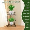Plant Stand Indoor: 2 Tier Tall Metal Rust-Proof Iron Flower Stands for Garden, Patio,Living Room Balcony and Corner, Indoor and Outdoor-Black