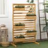 Plant Stand Outdoor with 5 Hanging Flower Boxes Wooden Lattice for Patio Porch Climbing Plants