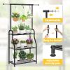 Plant Stand Indoor Outdoor, Heavy Duty Metal 3 Tiered Hanging Plant Shelf for Multiple Flower Planter Holder Tall Large Rack for Living Room Garden Ba