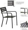 4-Pieces Patio Dining Chairs, Outdoor Heavy Duty Metal Chairs Set of 4, Stackable Garden Chairs with Ergonomic Armrest