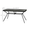 Rectangle Outdoor Dining Table for 6, with 1.7" Umbrella Hole, Easy Clean DPC Plastic Tabletop, 55" x 31.5" x 28"