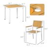 5-Piece Patio Dining Set Yellow Aluminum Outdoor Furniture with HDPE Materials Umbrella Hole for Garden