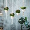 4 PCS Heavy Duty Hanging Plant Holder Natural Cotton Rope Planter Basket with Hanging Ring,Eco-Friendly Hanging Planter Basket Durable Cotton Rope Pla