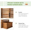 62.5" x 19" x 66" Wood Panel Trellis w/ 4 Planter Box Raised Bed for Garden Natural Wood