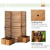 62.5" x 19" x 66" Wood Panel Trellis w/ 4 Planter Box Raised Bed for Garden Natural Wood