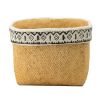 Set of 2 Rectangular Basket Planters with Geometric Trim, L:10.5x8.5x8" S:7.5x5.5x6.5"