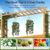 Wooden Raised Garden Bed with Trellis & Flat Roof, Open-Ended Base Planter Box for Climbing Plants/Vegetables/Flowers