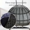 Direct Wicker Swing Egg Chair,  All-Weather Rattan Hanging Hammock Chair for Home Bedroom Patio Balcony,Black&Grey