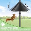 Adjustable Bird Feeder Pole Stand, Heavy Duty Iron Bird Feeding Station with Squirrel Proof Baffle, Multiple Hooks & Brackets for Bird Feeders