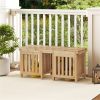 2-in-1 Wooden Garden Bench with 2 Planter Boxes, Fir Wood Outdoor Patio Seat for Yard & Lawn