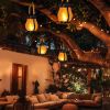 Hompavo Gen2 Solar Lanterns Outdoor Waterproof with Realistic Flickering Flame, Dual Charging (USB/Solar) & 2 Modes - Decorative Hanging/Table Lights