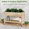 Wooden Raised Garden Bed with Legs and Lockable Wheels