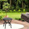 Cast Aluminum Side/End Table, Anti-Rust Coffee Bistro Table for Outdoor, Patio, Indoor, Garden, Porch, Balcony (Round Black)