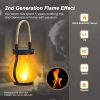 Hompavo Gen2 Solar Lanterns Outdoor Waterproof with Realistic Flickering Flame, Dual Charging (USB/Solar) & 2 Modes - Decorative Hanging/Table Lights