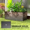 Metal Planter Box with Trellis, 71" Tall Raised Garden Bed with Privacy Screen and Drainage Holes, Banana-Leaf Cut-Outs