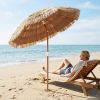 6 FT Thatched Beach Umbrella with Push Button Tilt Carrying Bag Set of 2