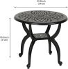Cast Aluminum Side/End Table, Anti-Rust Coffee Bistro Table for Outdoor, Patio, Indoor, Garden, Porch, Balcony (Round Black)