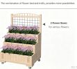 3-Tiers Vertical Raised Garden Bed with Trellis 53 Inch Height with Wheels And Back Storage Area for Flowers Vegetables Herbs