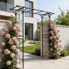 Metal Garden Arch L80.3'' x W20.47'' x H81.1'' Climbing Plants Support Rose Arch Outdoor Black