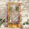 70" Tall Pine Wood Raised Garden Bed with Trellis & Flat Roof, Open-Ended Base Planter for Climbing Plants/Vegetables