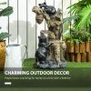 22.4" Outdoor Fountain, 3-Tier Resin Resin Bears and Honey Beehive Outdoor Waterfall Fountain with LED Lights, Pump