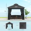 10' x 10' Outdoor Gazebo with Shelves and Netting, UV30+ Double Roof Patio Gazebo for Lawn, Backyard and Deck