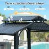 8Ã—5FT Hardtop Grill Gazebo, Outdoor BBQ Gazebo w/Galvanized Steel Double Roof