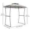 8' x 5' Outdoor Grill Gazebo, Double Tiered Barbecue Grill Gazebo Shelter with 2 Side Shelves and Hook, Light Grey