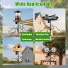 Adjustable Bird Feeder Pole Stand, Heavy Duty Iron Bird Feeding Station with Squirrel Proof Baffle, Multiple Hooks & Brackets for Bird Feeders