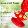 Glass Hummingbird Feeders for Outdoors Hanging Ant and Bee Proof 16OZ 2 Pack Red Pineapple Humming Bird Feeder with 6 Feeding Ports and Ant Moat Hummi