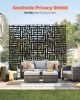 Metal Privacy Screen, 47" W x 76" H, Outdoor Privacy Screens 3-Panel, Freestanding Outdoor Divider with Stand, Decorative Garden Steel Privacy Fence f