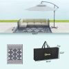 Reversible Outdoor Rug, Waterproof Plastic Straw with Carry Bag, 8' x 10', Blue & White Rhombus Border