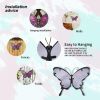 Metal Butterfly Wall Decor,12" Glass Butterfly Outdoor Wall Decor,Hanging Garden Decorations Outside for Yard Fence Patio