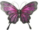 Metal Butterfly Wall Decor,12" Glass Butterfly Outdoor Wall Decor,Hanging Garden Decorations Outside for Yard Fence Patio